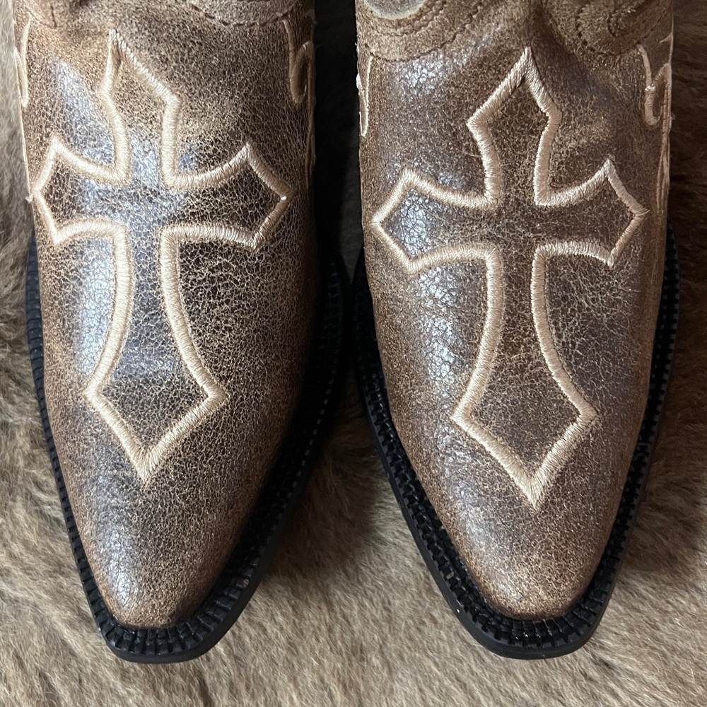Justin Tribal Cross Western Cowboy Boots 6 - Picture 3 of 9